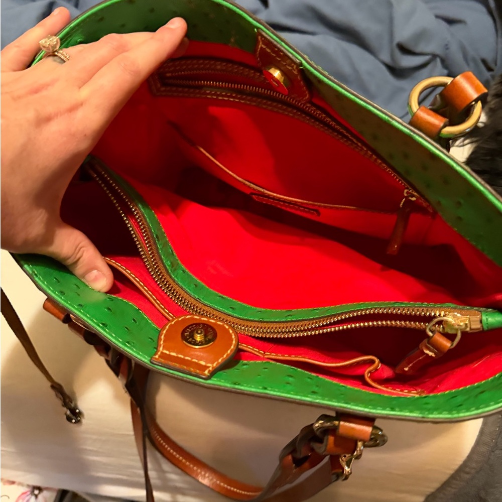 Dooney & Bourke Vibrant Green Ostrich-Embossed Tote - Picture 2 of 5